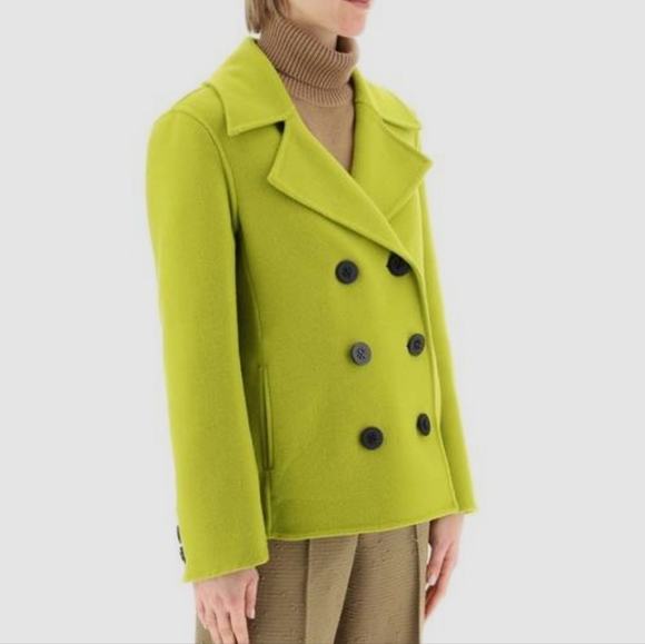 Ellen Tracy Jackets & Blazers - Ellen Tracy Lime Green Double-Breasted Women's Coat